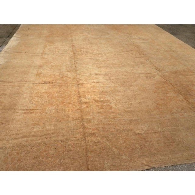Beige Galerie Shabab Collection Early 20th Century Handmade Turkish Oushak Room Size Carpet in Gold and Beige For Sale - Image 8 of 10