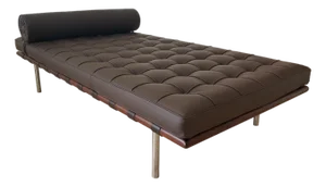 Bauhaus Brown Leather Barcelona Daybed by Ludwig Mies Van Der Rohe for Knoll, 1970s