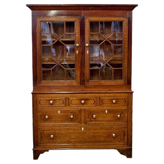 Welsh Oak and Mahogany Cupboard, 1800s For Sale