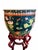 This decorative porcelain bowl planter by Maitland-Smith features hand-painted floral, lotus, and goldfish motifs over a...