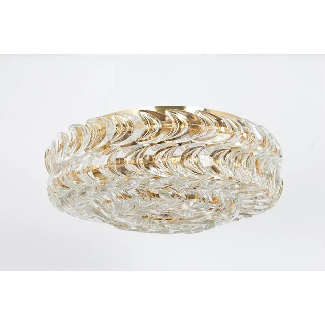 Gilt Brass and Crystal Flush Mount from Palwa, Germany, 1970s For Sale - Image 3 of 11