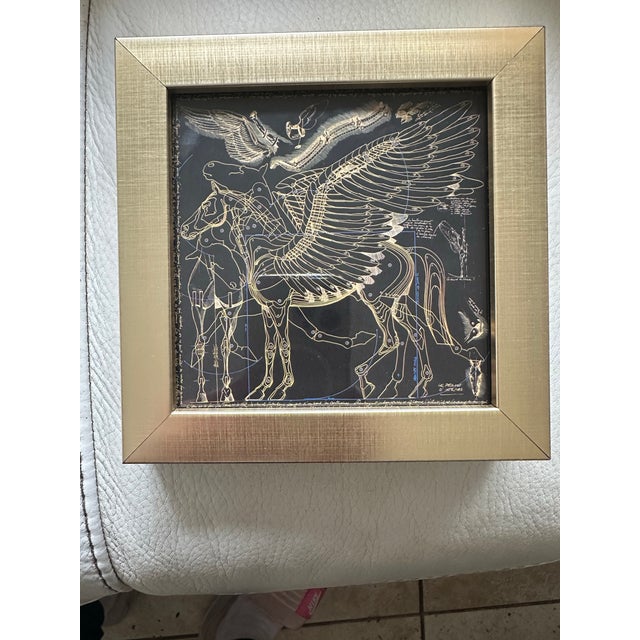 1990s 1990”s Vintage Framed Authentic Original Hermes Art Advertisement Lithograph Horse Pegasus For Sale - Image 5 of 5