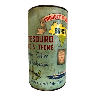 Antique Brazilian Coffee Tin For Sale