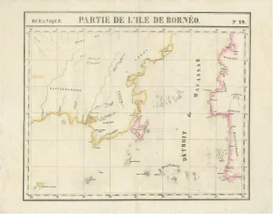Antique Map of Borneo and Sulawesi in Indonesia, 1825