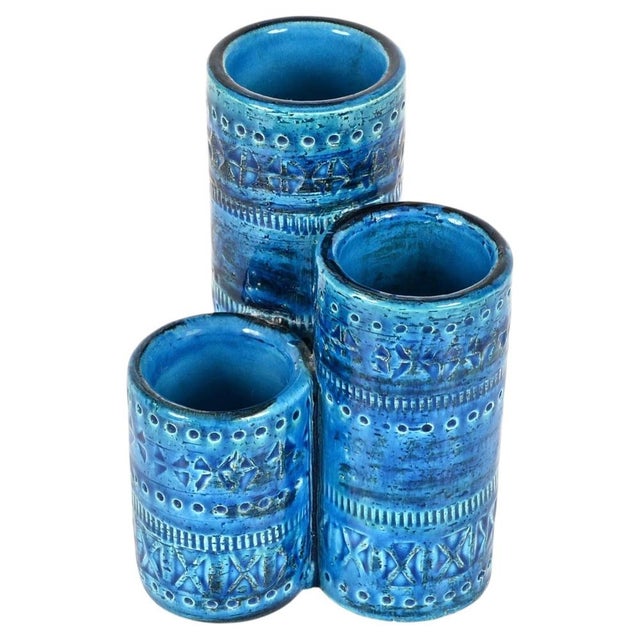 Bitossi Rimini Blu Ceramic Decorative Desk Organizer attributed to Aldo Londi, Italy 1960s For Sale - Image 11 of 11