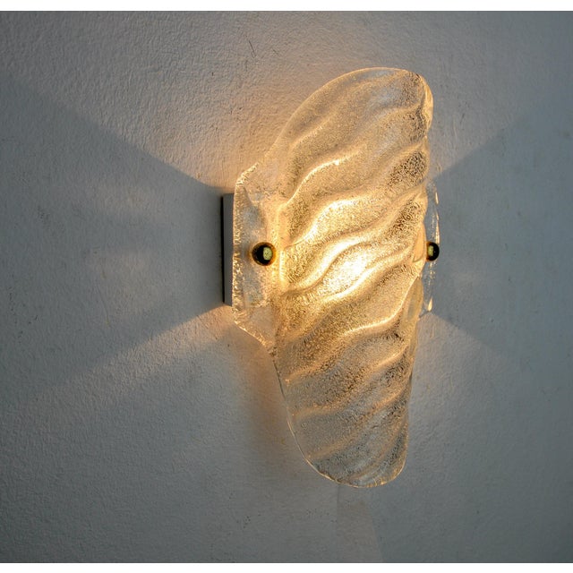 1970s Frosted Wall Lamp in Murano Glass, Italy, 1970s For Sale - Image 5 of 7