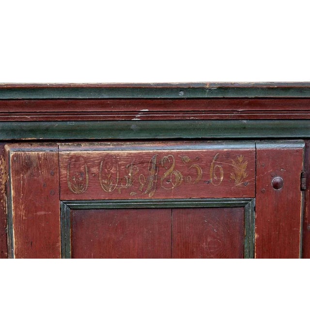 Antique Folk Art Hand Painted Cupboard For Sale - Image 5 of 9