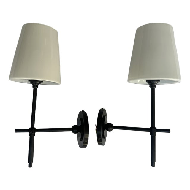 Visual Comfort Bryant Glass Sconces - a Pair For Sale