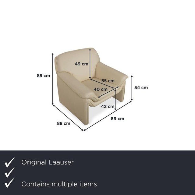 Modern Lauser Atlanta Set Leather Three-Seater Armchair Beige Cream Sofa Couch, Set of 2 For Sale - Image 3 of 18