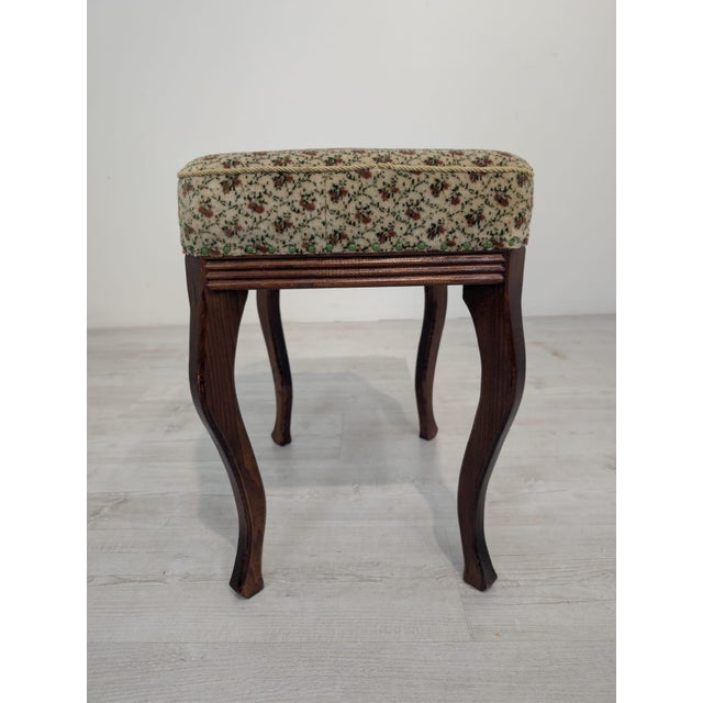 Louis Style Wooden Ottoman with Floral Pattern For Sale - Image 4 of 11