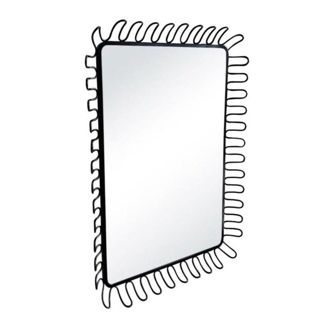 Postmodern 1980s Postmodern French Insp Lacquered Spiral Framed Danish Metal Wall Mirror For Sale - Image 3 of 6