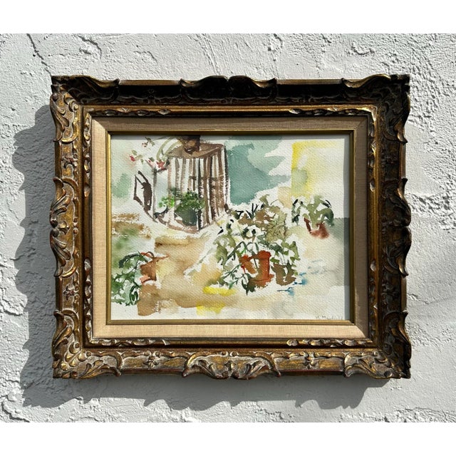 Boho Chic Vintage Boho Still Life Watercolor on Canvas For Sale - Image 3 of 6