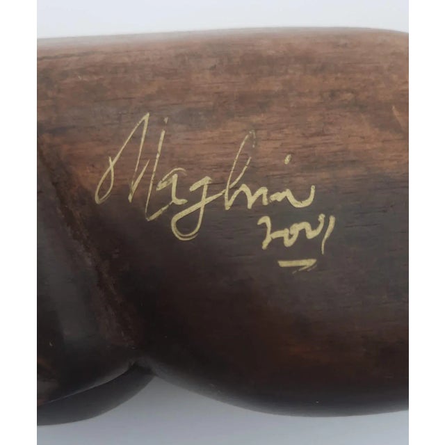 Early 21st Century Ghanian Iroko Wood Figurine of Kneeling Woman For Sale - Image 11 of 12