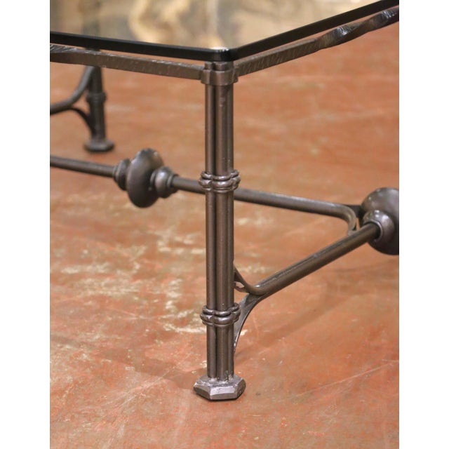 Mid-Century Iron and Glass Coffee Table in the Manner of Diego Giacometti For Sale - Image 4 of 8