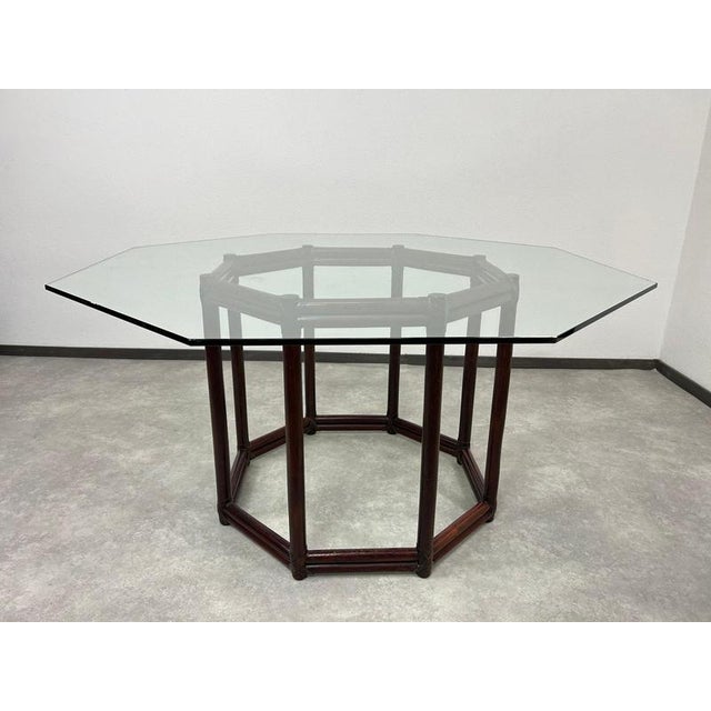 Mid-century modern dining set by Gervasoni in excellent original condition with signs of use. Several small chips on glass...