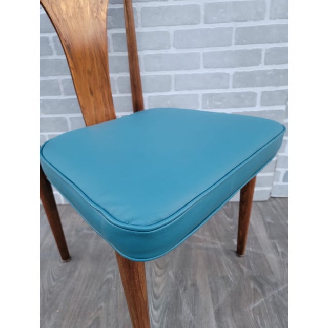 Mid-Century Modern MCM Lawrence Peabody Dining Chair Newly Reupholstered in Leather - Set of 6 For Sale - Image 3 of 6