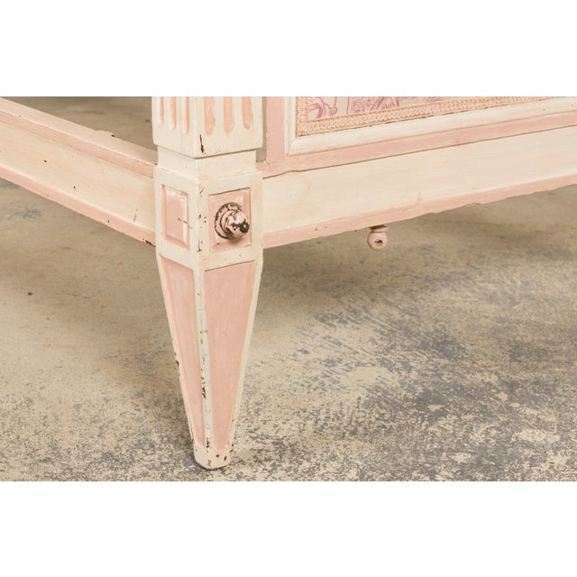 Antique French Louis XVI Style Painted Bed With Toile Panels, 19th Century For Sale - Image 11 of 17