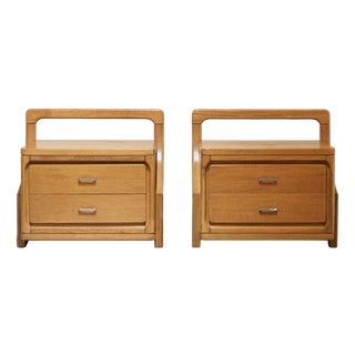 Bedside Tables in Oak and Steel, 1960s, Set of 2 For Sale