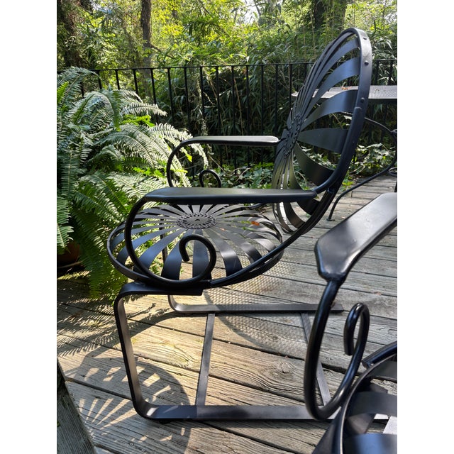 Black Francois Carre Curvy Iron Porch Rockers - Set of 2, Attributed For Sale - Image 8 of 8