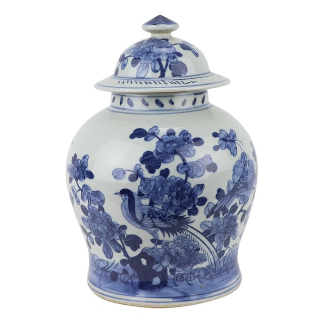 1990s Pair of Blue/White Porcelain Ginger Jars For Sale