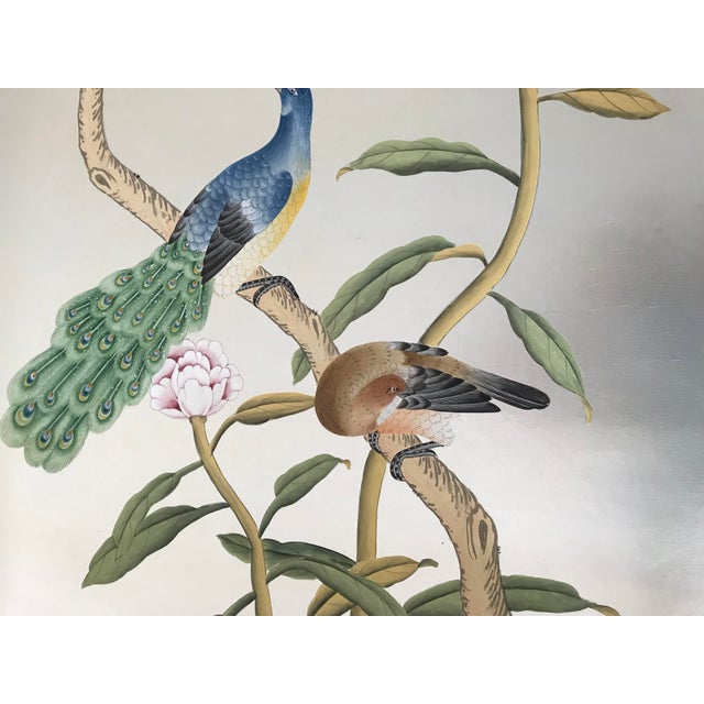 Not Yet Made - Made To Order 36"*96"/Panel, Hand-Painted Chinoiserie Birds and Flowers Wallpaper, Gilded Wallpaper For Sale - Image 5 of 7