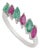 Handmade Two-Tone Pink & Green Sapphire Navette Stacking Ring in Silver Size 8 For Sale