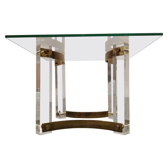 Brass and Acrylic Glass Coffee Table, 1970s For Sale - Image 10 of 10