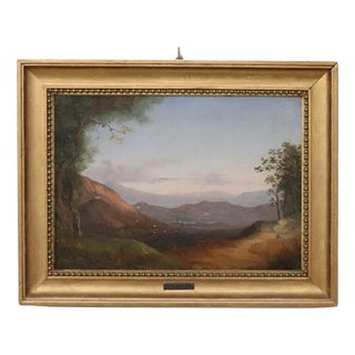 Panoramic View of Naples, Oil Painting on Canvas, 19th Century, Framed For Sale