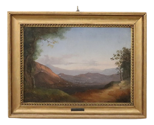 Panoramic View of Naples, Oil Painting on Canvas, 19th Century, Framed