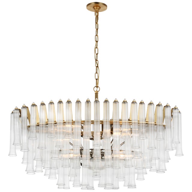 Julie Neill for Visual Comfort Signature Lorelei X-Large Oval Chandelier in Gild with Clear Glass For Sale