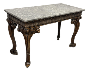 Antique Carved Wood Marble-Top Console Table, 19th Century