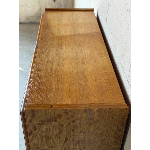 Oak Glass Cabinet With Leaded Doors Danish Mid-Century Modern 1960s For Sale - Image 10 of 10
