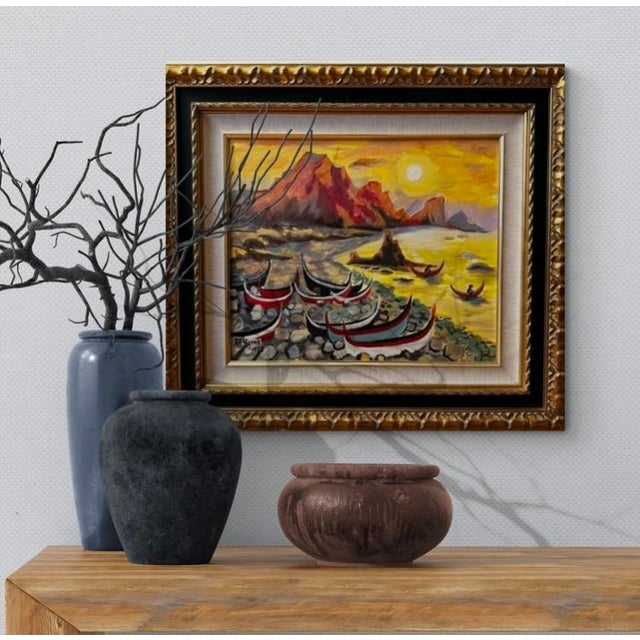Late 20th Century Oil Painting of Boats on the Shore Signed “Yang” For Sale In Seattle - Image 6 of 6