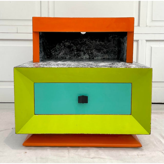 Mid-Century Modern Atomic Splatter Neon Nightstand and