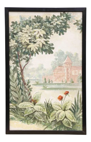 1980s Mission in Lush Countryside Painting