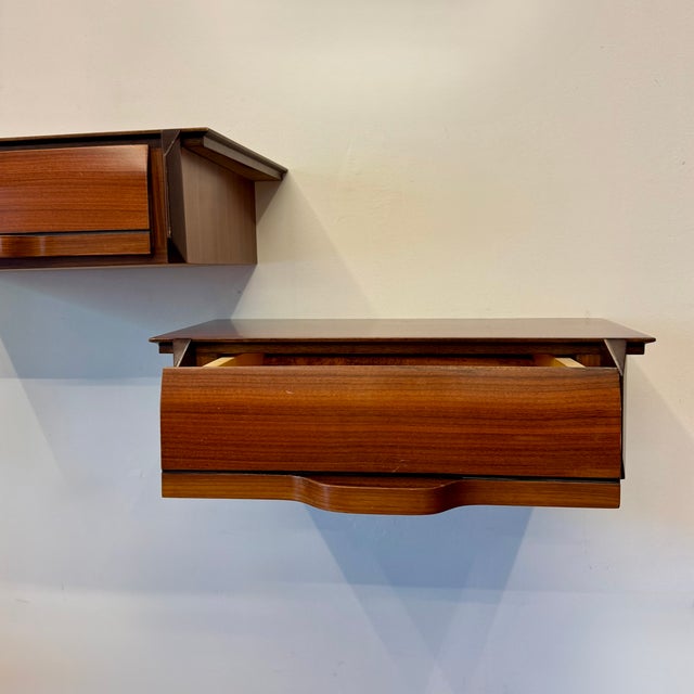Vintage Wall Mounted Bedside Tables, 1950s, Set of 2 For Sale - Image 4 of 10