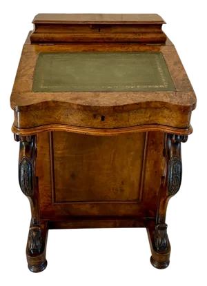 Antique Victorian Burr Walnut Freestanding Davenport, 1860s