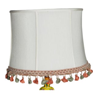 Vintage Oval Lamp Shade With Fringes For Sale