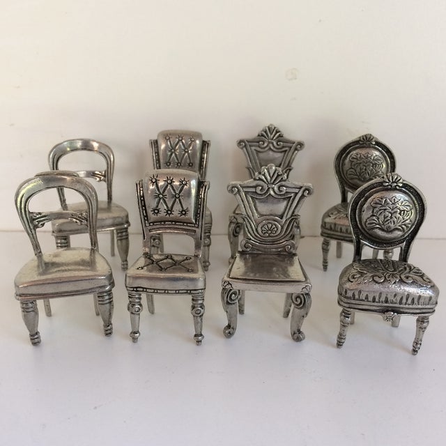 Set of 8 Pewter Victorian Chair Place Setting Card Holders Chairish