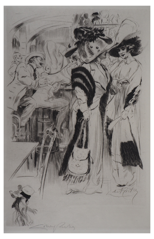 Alméry Lobel-Riche, At the Café, Original Engraving