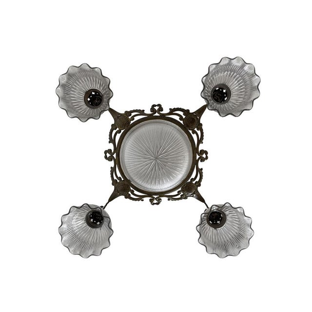 - an extremely rare holophane 'blondel stiletto' chandelier, england circa 1910. - the chandelier comprises of two...