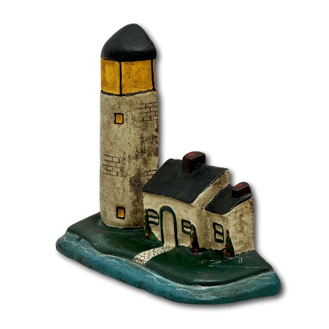 Excellent Antique American Cast Iron New England Cape Cod Lighthouse & Salt Box Cottage Doorstop Circa 1920s For Sale - Image 12 of 18
