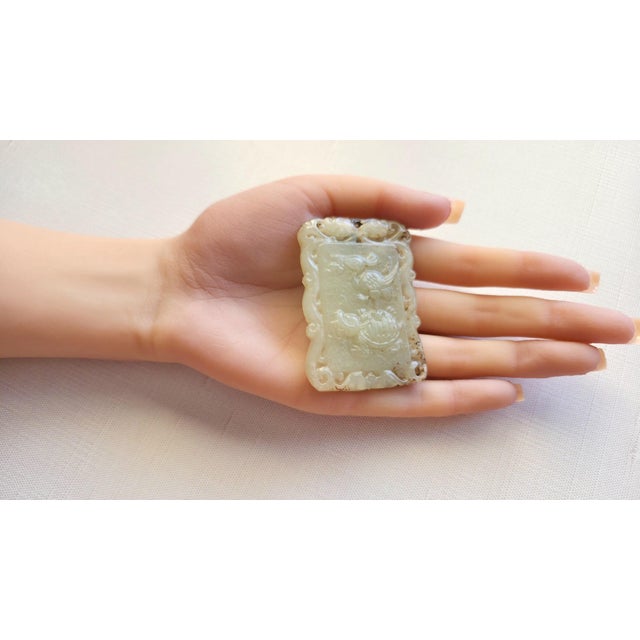 Antique Hetian Jade Pendant Amulet, Qing Dynasty, Late 19th Century For Sale - Image 9 of 10