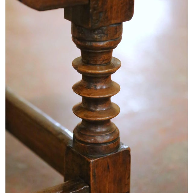 18th Century Spanish Baroque Walnut Side Table With Single-Plank Top and Drawer For Sale - Image 11 of 16