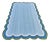 Handmade Cotton Vegetable Dyed Scalloped Edge Rug Sky Blue With Cream Blue and Forest Green Border - 9x12 For Sale