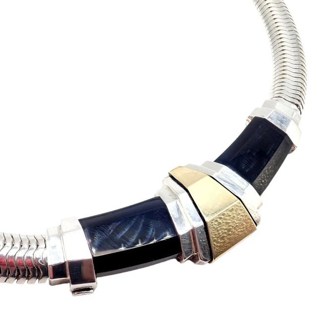 Vintage Cartier 18k Yellow Gold + Silver Art Deco Onyx Necklace For Sale - Image 11 of 11