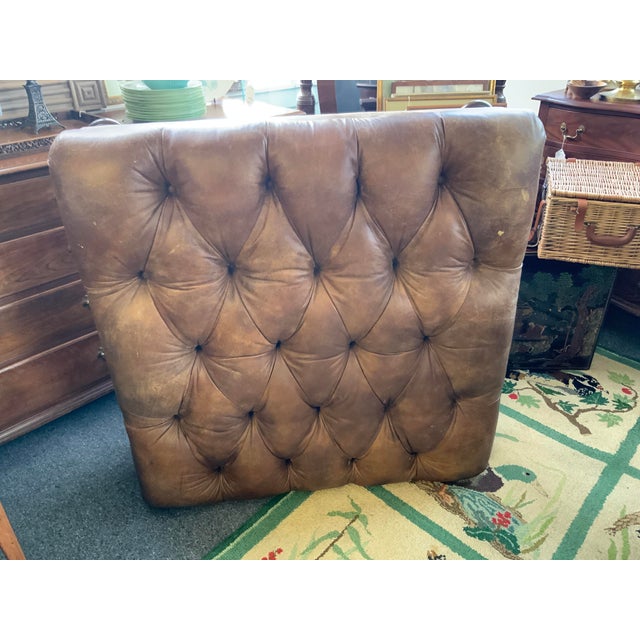 20th Century Thomasville Large Leather Chesterfield Ottoman For Sale - Image 12 of 12