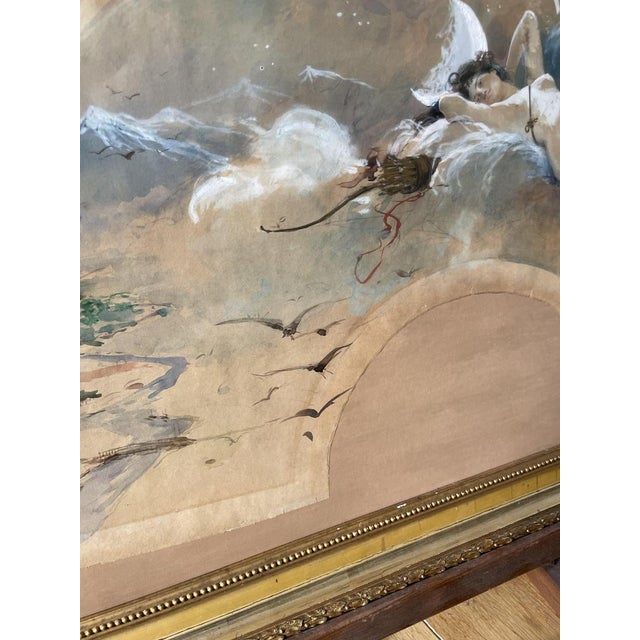 François Flameng, Diane Chasseresse, Watercolor for Fan Project, 1893, Framed For Sale - Image 7 of 17