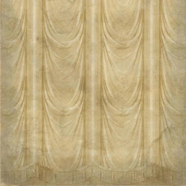 Draped Straw Panoramic Wallpaper on Antique-Style Paper For Sale - Image 5 of 6