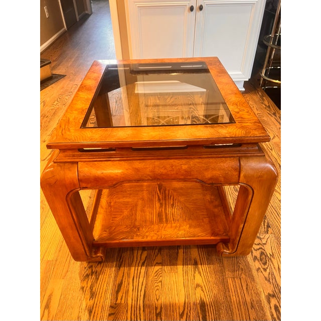 Wood Late 20th Century Chinoiserie Chow Leg Ming Style Large Square Coffee & End Table Attributed to Schnadig Intl. Furniture For Sale - Image 7 of 12